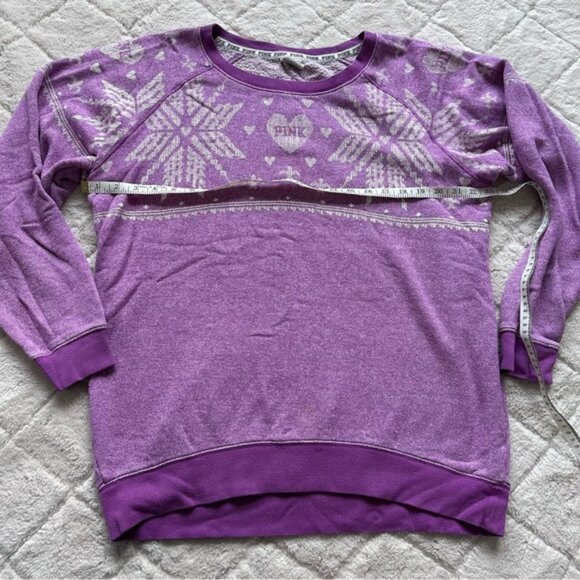 Victoria's Secret PINK | Lavender Fair Isle Snowflake Crew Sweater | Size Small - Picture 11 of 12